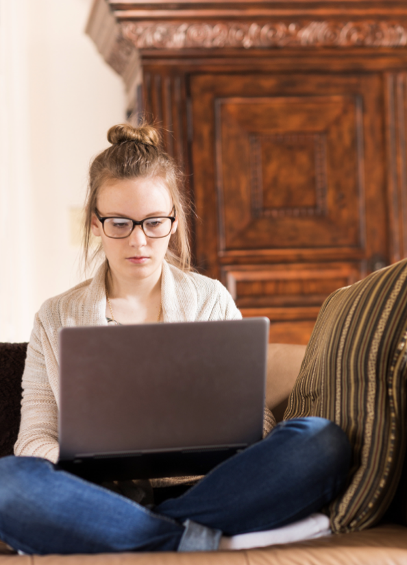 Student with computer